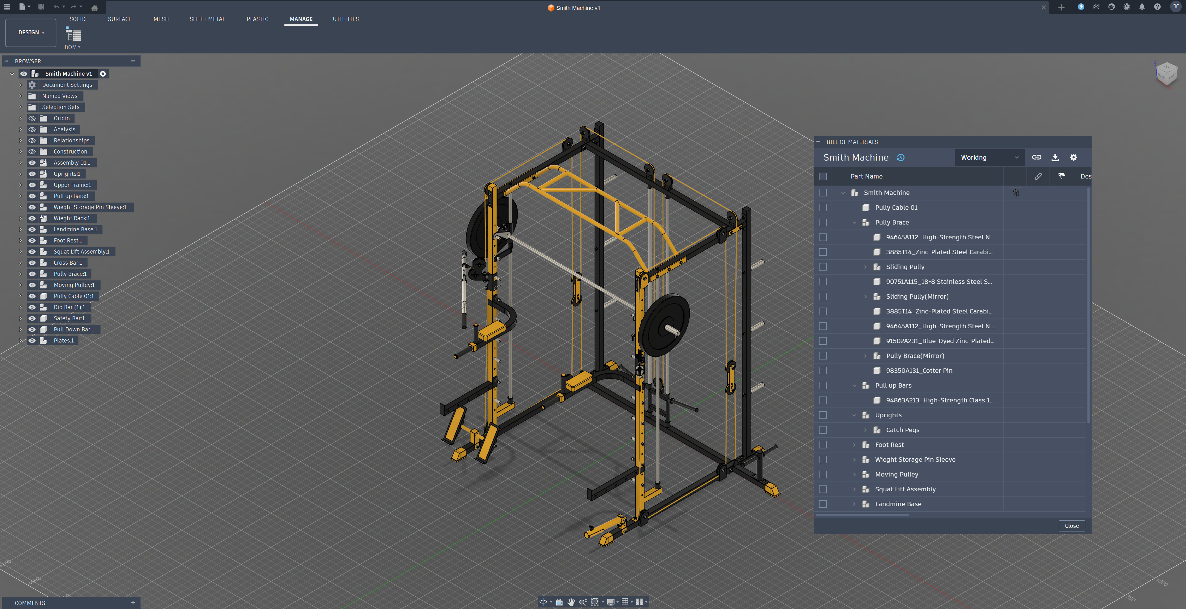 Fusion 360 BOM dialog
